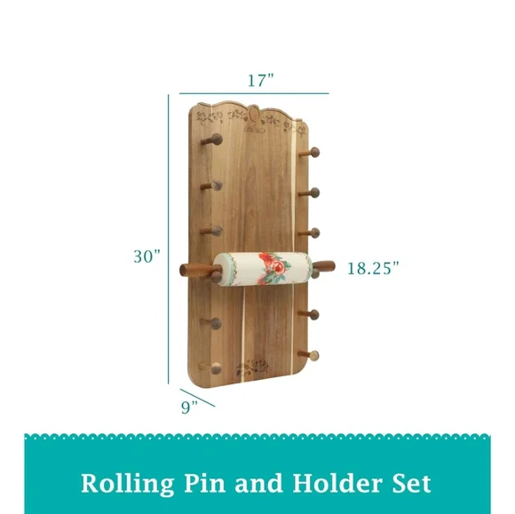 Pioneer Woman Rolling Pin/ Holder Set - Picture 3 of 8